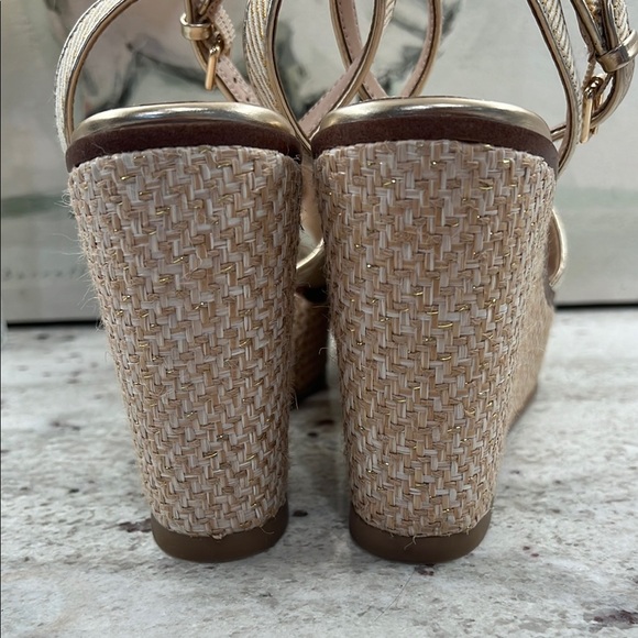 Aldo Gold Wedge Sandals with Ankle Strap - Picture 10 of 12